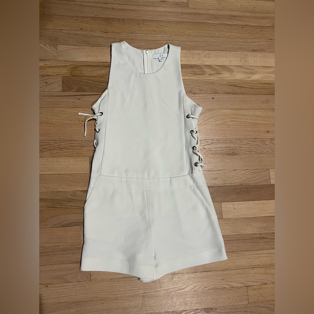 IRO Ivory Lace Up Shorts Jumpsuit Romper 36 Small